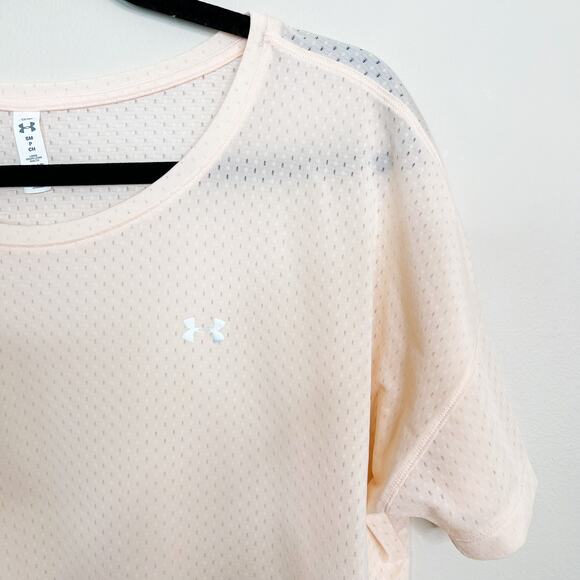 Under Armour Sport Mesh Oversized Short Sleeve Tee S Light Pink Orange Dream - Picture 3 of 7